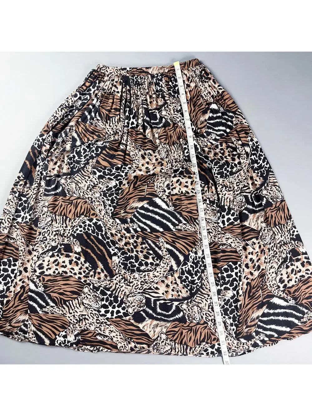 Vintage Animal Print Midi Skirt with Elastic Waistband - Picture 8 of 8